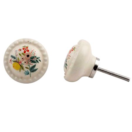Yellow Floral Ceramic Knob